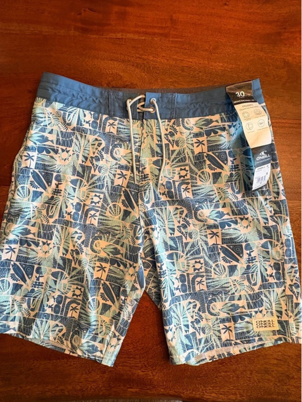 O’Neill Hyperfreak Boardshorts Men’s 21” Palm Leaf Gray Black Swim Trunks NWT